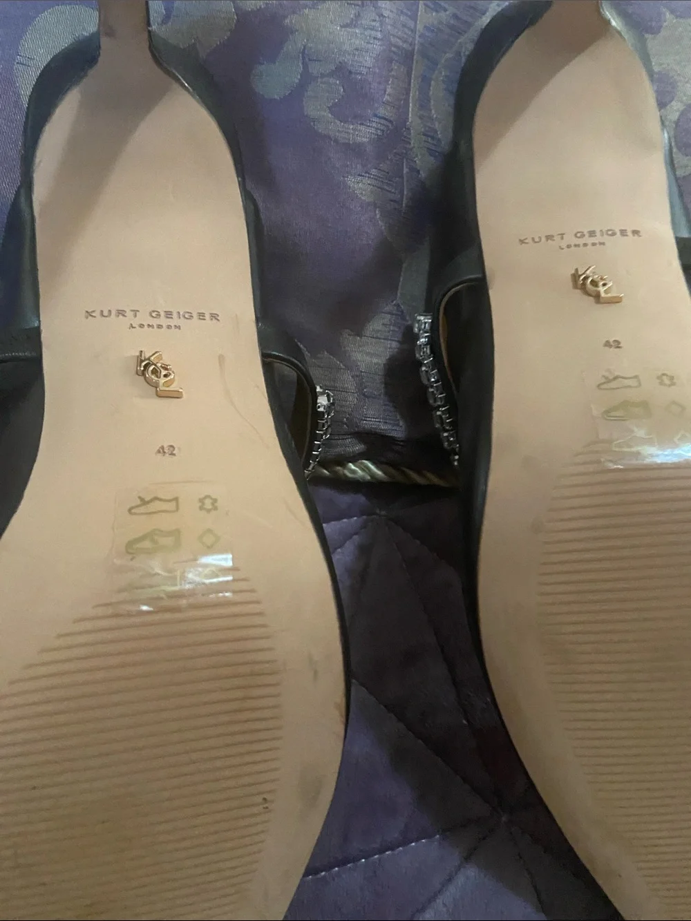 Kurt Geiger Black Pointed-Toe Mules with Crystal Strap - Picture 6 of 7